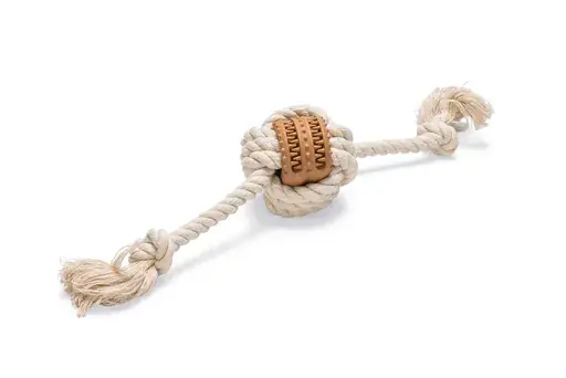 Beeztees Puppy Dental Touw Knopen Fem Beige 20 cm Korting